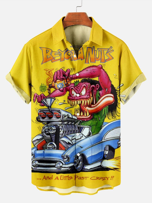 Men's Cartoon Funny Graphic Short Sleeve Hawaiian Shirt